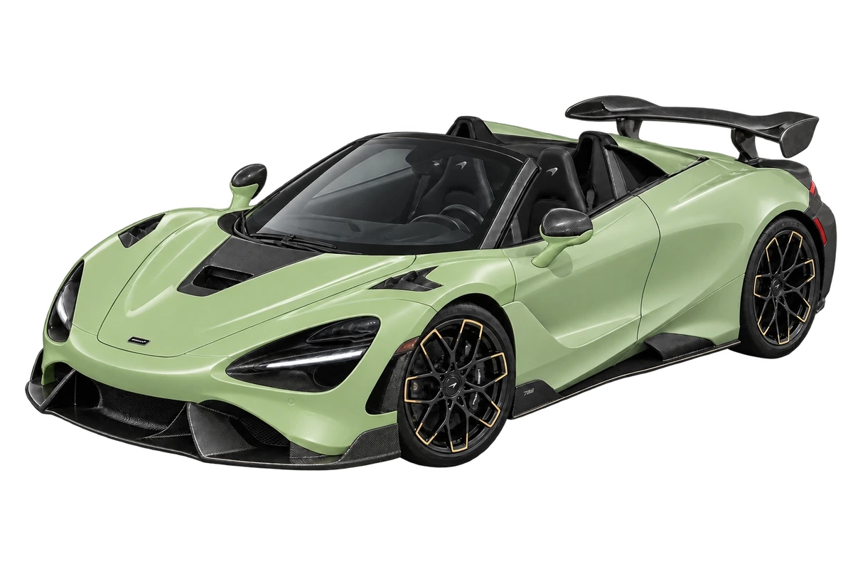 McLaren 788HS Spider – Fullbody: lackierte Karosserieflächen rundum salbeigrün markiert. Illustration der Schutzbereiche.
