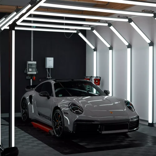 Porsche 992 Turbo S in kreide mit einem Design und einer Lackschutzfolierung von GLAXI in Schwäbisch Hall